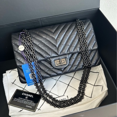 Chanel 香奈兒 so black V紋2.55小號 牛皮