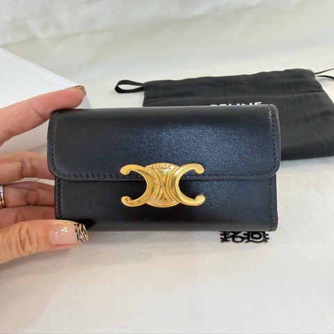 美兔精品Celine 黑金凱旋門二合一短夾
