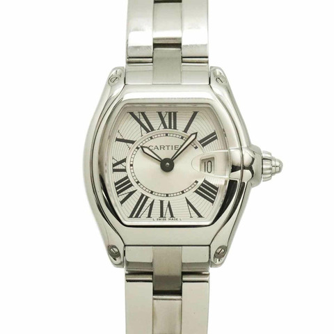 卡地亞 Roadster SM W62016V3 女士腕錶，日期顯示，銀色，石英錶