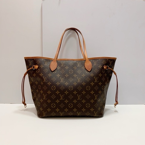 Lv neverfull 中號購物袋 經典老花配紅色內里