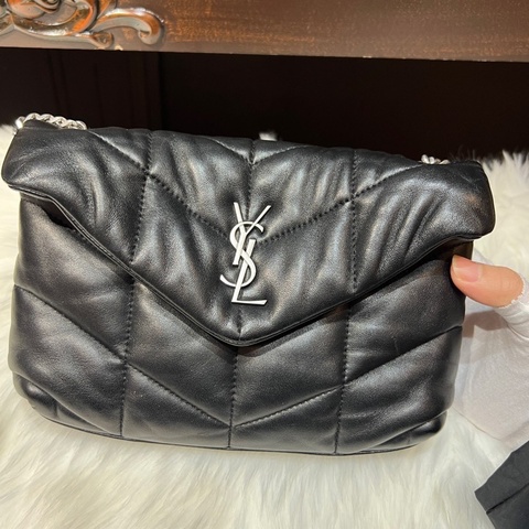 聖羅蘭/Saint laurent 雲朵黑銀puffer單鏈條鏈條包mini