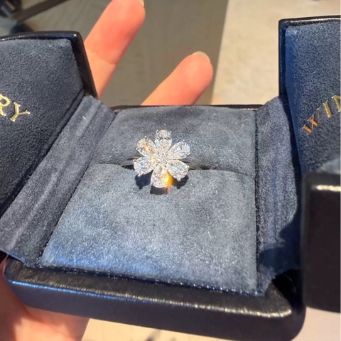 【超閃超多鑽✨適合求婚✨】Harry Winston海瑞溫斯頓勿忘我戒指 6.5碼