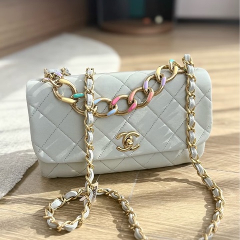 💎Chanel香奈兒｜23C彩虹琺瑯鏈條包｜98新芯片款