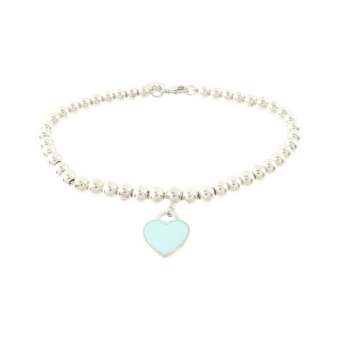 TIFFANY＆CO 925純銀/琺瑯Return To Tiffiany Heart  Bracelet手鏈