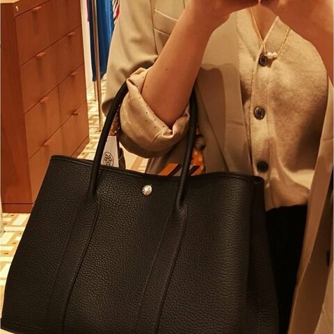 Hermes 花園包Garden Party36 Negonda皮 黑銀 36*26*18 99新配件塵袋