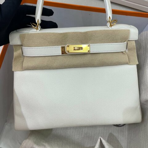 【經典純白】愛馬仕 Hermès Kelly 28 凱莉 01純白色 Evercolor皮 金扣｜閒置未使用｜Z刻