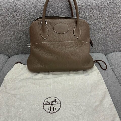 愛馬仕 Hermès Bolide 31 保齡球包 大象灰 Togo皮 銀扣｜D刻