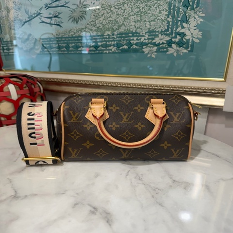 LV 原花Speedy20金釦手提肩斜背包M46234