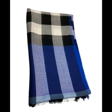 Burberry 藍色格紋圍巾 scarf