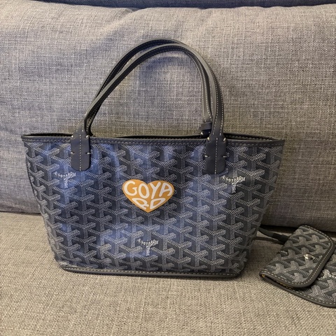 🩶💛 GOYARD 小托特灰色｜黃色愛心塗鴉款