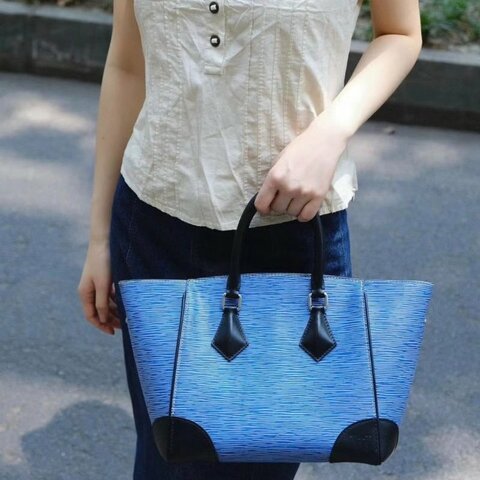 LV EPI 水波紋托特包 藍
