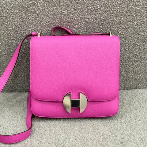 愛馬仕 Hermès 2002 小號 9I玉蘭粉 Evercolor皮 銀扣｜C刻
