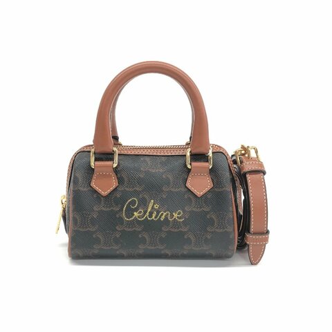 Celine 棕老花 波士頓 mini 肩背包