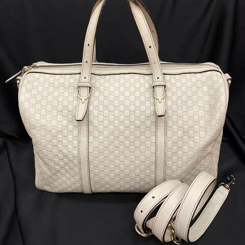 古馳 Gucci 波士頓全皮手提單肩包 杏色 全皮 淡金扣
