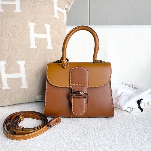 Delvaux Brilliant 焦糖棕拼黃 mini