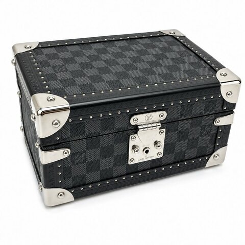 LOUIS VUITTON Coffret Trésor 24 Damier Graphite 黑灰棋盤格硬箱／珠寶收藏箱｜法國製｜附原廠鑰匙、防塵袋