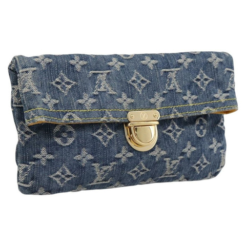 路易威登 Monogram Denim Pochette Plat 手拿包 藍色 M95007 正品 202197V