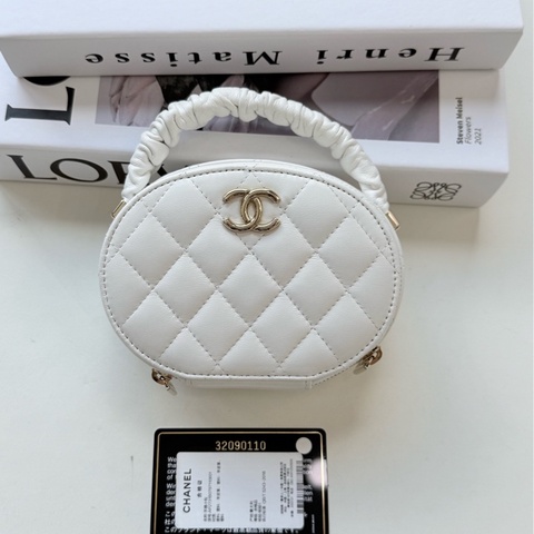CHANEL香奈兒白金肥腸手柄小圓包化妝包手提包 32開