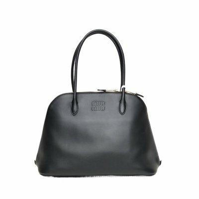 MIUMIU 黑色牛皮字母logo標誌牛皮革貝殼包
