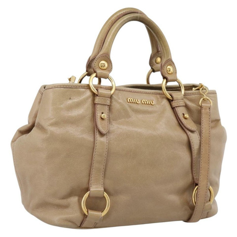 Miu Miu Vitellolux 兩用手袋 米色 金色 正品 202892V