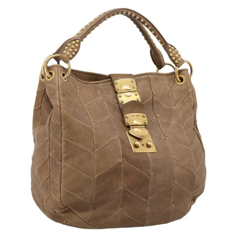 Miu Miu 托特包 皮革 金棕色 正品 200683A