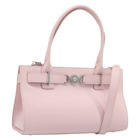 范思哲 (VERSACE) 手提包 皮革 兩用 粉紅色 銀色 正品 200701V
