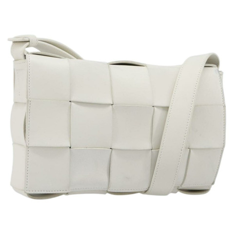 BOTTEGA VENETA MAXI INTRECCIATO 盒式包皮白色銀色正品 mr2874V