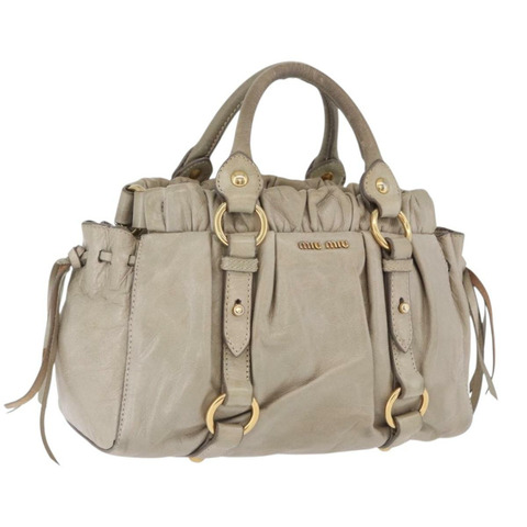 Miu Miu Vitello Lux 皮革雙肩包 米色 金色 正品 199453V