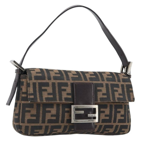 FENDI Zucca帆布Mamma Baguette單肩包 棕色/黑色 正品 BA15631V
