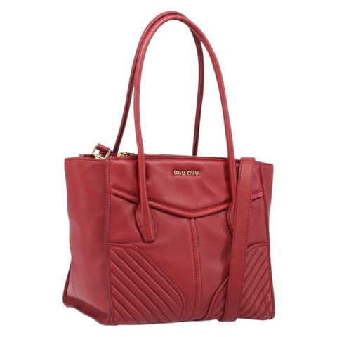 Miu Miu 皮革雙肩包 紅色金色 正品 ka6072A