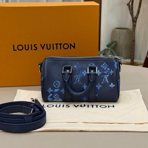 lv路易威登 keepall xs 水彩扎染 手提包斜挎包 芯片款