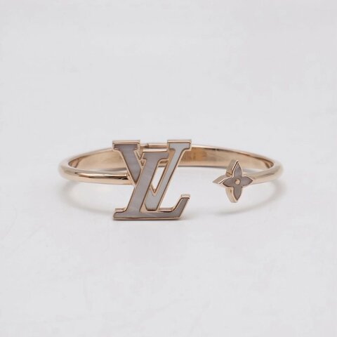 LOUIS VUITTON Lady LV Pearlescent玫瑰金手環 - S