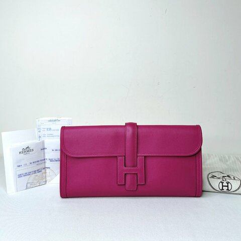 HERMES 玫瑰紫Jige Elan29手拿包
