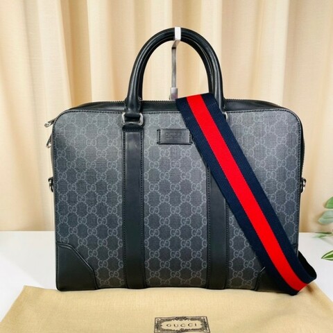 GUCCI 男士黑色老花手提包電腦公事包