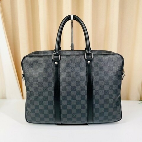 Louis Vuitton 黑色棋盤格手提包電腦公事包