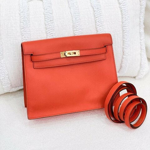 愛馬仕 Hermès Kelly Danse 凱莉舞者 火焰橙 Evercolor皮 金扣｜D刻
