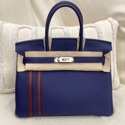 愛馬仕 Hermès Birkin 30 中隊長 M3水墨藍 Togo皮 銀扣｜閒置全新｜C刻