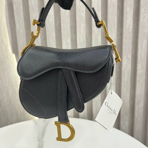 迪奧 Dior 馬鞍迷你 Saddle Mini 黑色 金扣｜全新