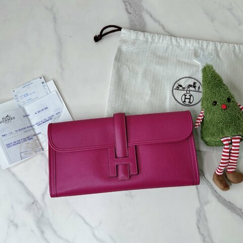 HERMES Jige Elan29紫桃紅手拿包