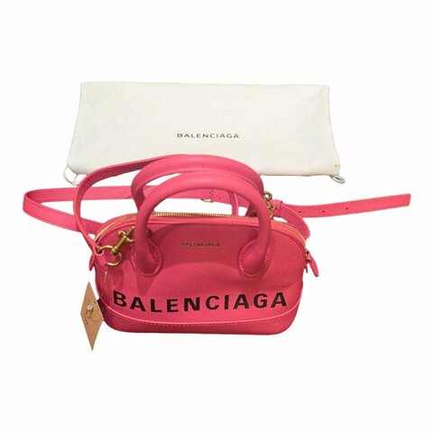 【美收精品】BALENCIAGA 巴黎世家 Ville 經典燙印LOGO粉嫩桃紅兩用貝殼包 7-23【隔月月中將轉賣至日本 上架期限30天】