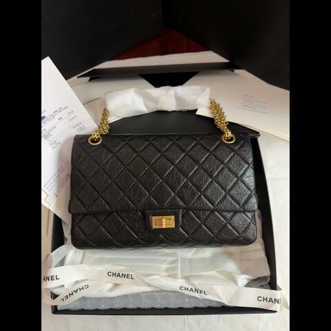 閒置♥️Chanel 2.55經典黑金中號 芯片款