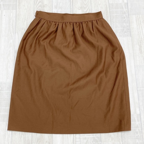 FENDI 義大利製棕色抓褶中長裙 44Size