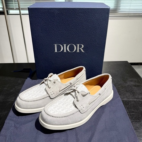 Dior 迪奧 Granville 麂皮 印花鑲片 灰色 帆船鞋