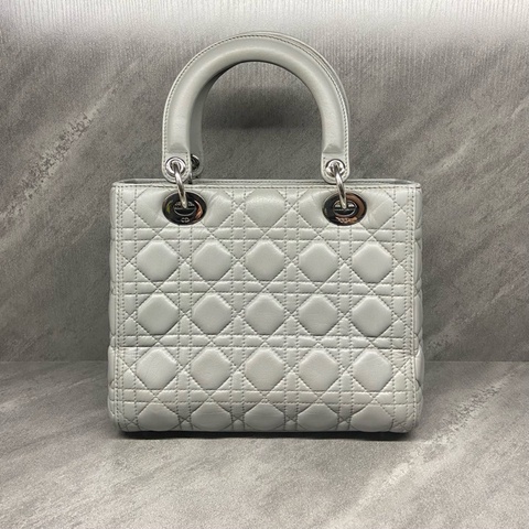 Dior Lady 戴妃五格  灰 銀扣 五格 戴妃包