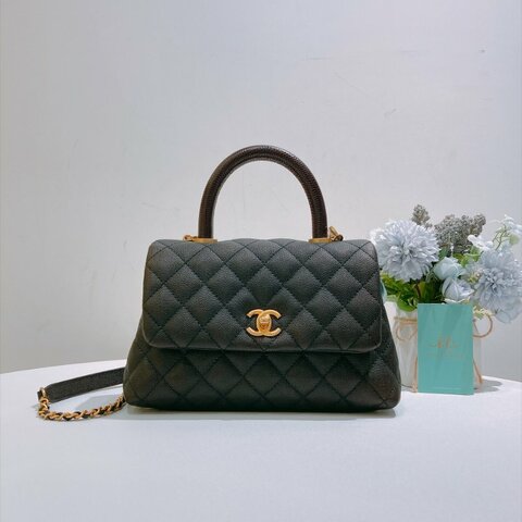 TW5001 Chanel 香奈先小號可可手挽翻蓋式鍊帶包包 Small Coco Handle Bag Caviar Black x GHW