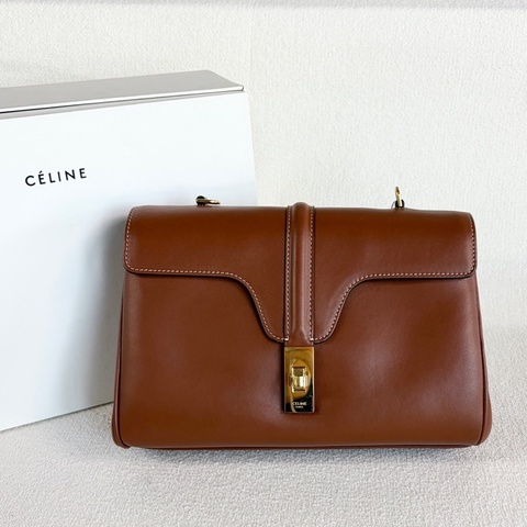 Celine Soft16 全皮小號單肩斜挎包 焦糖色