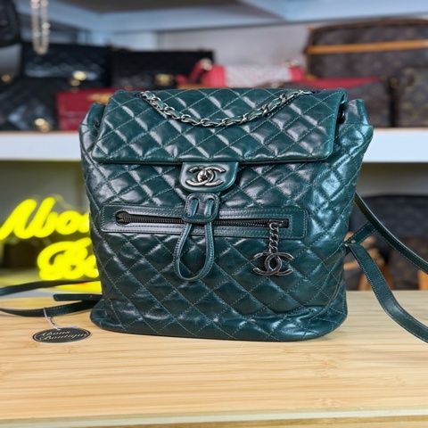 上架中🔑Chanel 仿舊英倫綠小牛皮菱格後背包