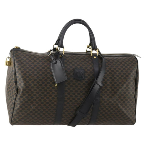 CELINE Macadam帆布波士頓包 PVC皮革 兩用 黑色 金色 正品 180526A