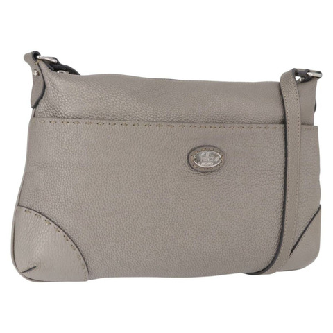 FENDI Celeria 單肩包 皮革 灰色 銀色 正品 195653V