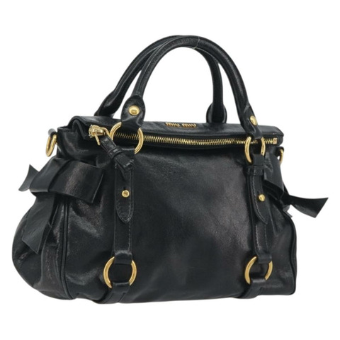 Miu Miu 手提包 皮革 黑色 金色 正品 195427